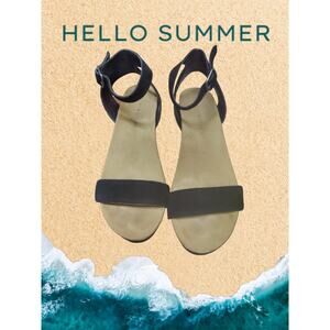 Lucky Brand black leather sandal wedges with ankle strap-size 7M